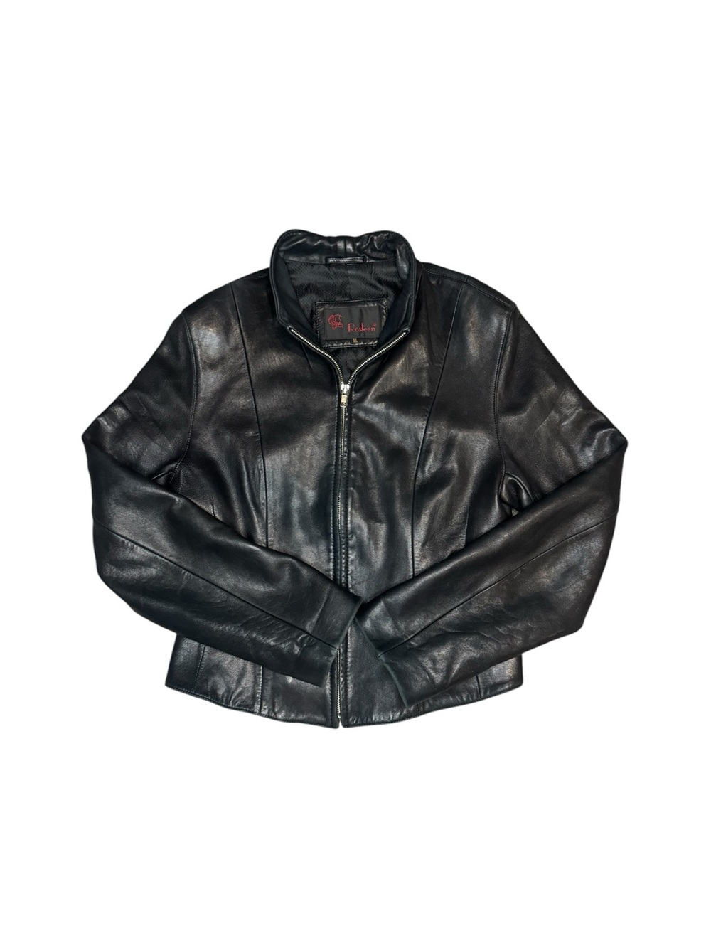 Rosleen Vintage Black Genuine Leather Zip-Front Jacket - Women’s Size XL